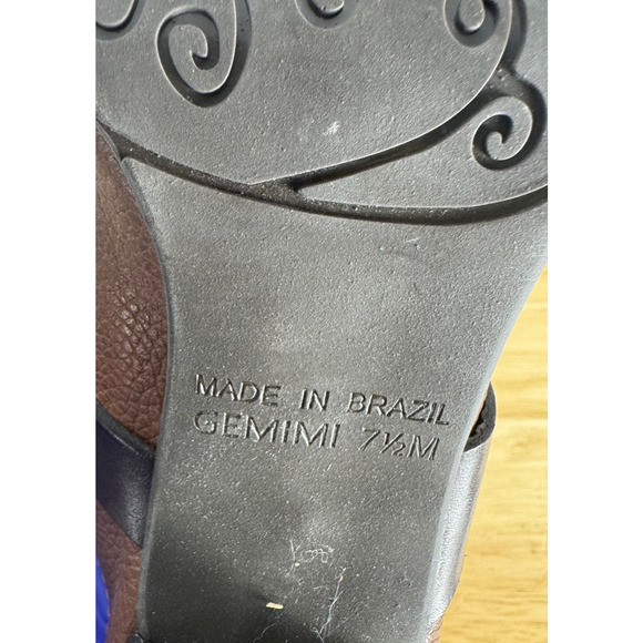 Brighton Shoes Womens Sz 7.5 Gemini Mules Brown Leather Heels Slip On EUC - Picture 6 of 9